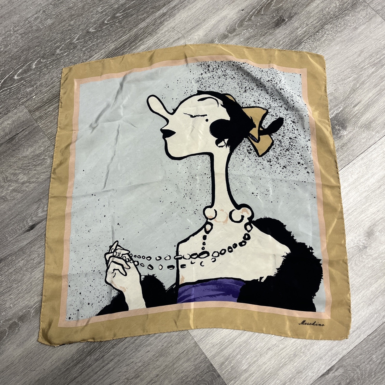 Moschino Silk Scarf Olive Oyl Popeye 100 Silk Made In Italy